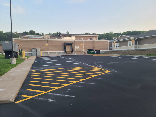 loading dock with new parking lot lines